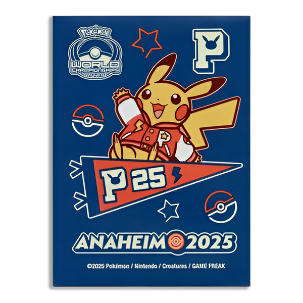 2025 Pokemon Worlds Anaheim Exclusive Varsity Blue Pikachu Sleeves 65ct